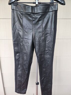 Talbots Portland Pants Black Faux Vegan Leather Buttery Side Zipper Womens 10P